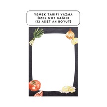 Yemek Tarifi Yazma Özel Not Kağıdı 12 Adet A4 Boyut