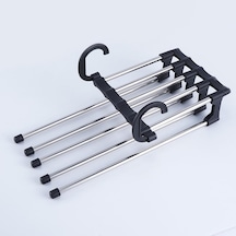 Siyah 5 In 1 Sihirli Pantolon Raf Dolap Depolama Organizatör Çok Katmanlı Pantolon Rafı Katlanır Elbise Askısı Dolap Depolama Organizasyonu Siyah