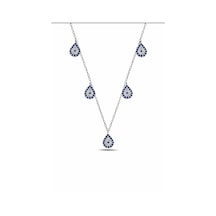 Çekirdekjewelry 925 Ayar Gümüş Gold Kaplama Lacivert Taşlı Damla Kolye Zarif Tasarım Sarı