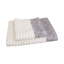 Ochiba Banyo Havlu Seti 2'li-krem 90x150 Cm + 50x90 Cm Gri