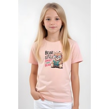 Fyk Kids Kız Çocuk Basic Bear Stayle Baskılı T-shirt Somon