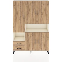 Arges Dolap 10 Raflı 2 Çekmeceli 5 Kapaklı 132x30x195 Aytaşı-çam/çam Atlas Çam/atlas Çam