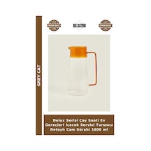 Delux Serisi Çay Saati Ev Gereçleri İçecek Servisi Turuncu Detaylı Cam Sürahi 1600 Ml