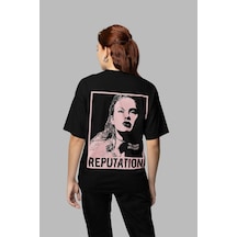 Sevbano Taylor Swift Reputation Albüm Baskılı Unisex Oversize Şarkıcı Tiş Siyah