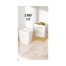 2'li Süzgeçli Dikdörtgen Saklama Kabı Seti - Turşuluk, Zeytinlik, Çok Amaçlı 2 X 2lt Beyaz - 695367914 Beyaz