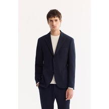 Avva Erkek Lacivert Mono Yaka Bi-stretch Hafif Çizgili Blazer Comfort Slim Fit Ceket A52y4004