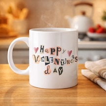 Happy Valentine S Day Porselen Kupa Model 1 Sevgililer Günü Hediyesi Çok Renkli