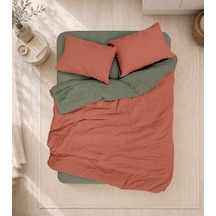 Cotton Box Plain Çift Kişilik Nevresim Takımı Kiremit-haki