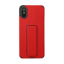Xiaomi Redmi 9a Kılıf Mega Standlı Silikon - Kırmızı -