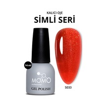 Momo Professional Kalıcı Oje S033 Altın Simli Alev Kırmızı 14 Ml