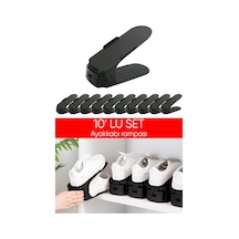 10 Lu Ayarlanabilir Ayakkabı Rampası Seti - Dolap Içi Ayakkabı Düzenleyici Organizer - Siyah Plastik Diğer