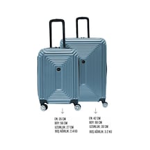 Lüx Abs 2'li Valiz Seti Orta - Kabin Boy 4x2 Teker Mavi 1171