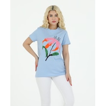 Sortie Collection Çiçek Baskılı Tshirt Mavi