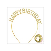 Taç - Metal - Happy Birthday - Altın