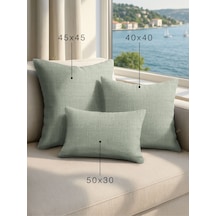 Br Demor Home Keten Dokulu Mint Rengi Kırlent Yastık Kılıfı