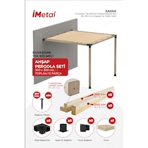 Sarar Duvardan Tek Bölümlü Pergola Seti Ahşaplar Ve Tente Dahil