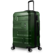 Unisex ABS Haki Yeşil Sert Kabuk Tekerlekli Orta Boy Valiz Bavul