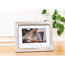 Pearhead Grandpa & Me Keepsake Rustik Resim Çerçevesi, Babalar Günü Hediyesi Büyükbaba İçin Eskitilmiş Açık Gri