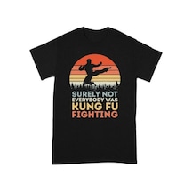 Tarzsokak Beyaz Komik Kung Fu Retro Dövüş Sanatları Tasarım Güvenli Değil Herkes Kung Fu Dövüş Siyah