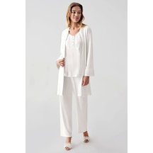 Freshness 321 Kadın Sabahlıklı Pijama Takımı - Ekru - Xl Ekru