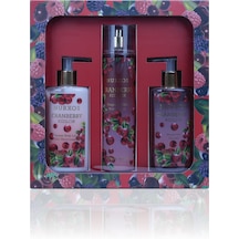 Nurxos 9886 Cranberry Kızılcık Hediyelik Kutulu 3'lü Set Vücut Spreyi & Losyon & Duş Jeli