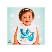 Uçan Leylek Keten Bebek Mama Önlüğü Yumuşak - Emici - Yıkanabilir - Özel Tasarım P201 Çok Renkli
