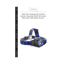 Özel Seri Kampçılık Pratik Lamba Seyahat Aleti Q5 Şarjlı Mercekli Led Kafa Feneri Çok renkli