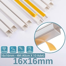 4 Metre 16x16mm Kendinden Yapışkanlı Kablo Kanalı 4m 10 Adet X 40cm Kablo Gizleyici