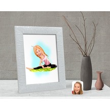 Kişiye Özel Kadın Yoga Karikatürlü Dekoratif Çerçeve-1