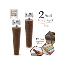 2 Adet Ahşap Ayak 12 Cm Ceviz M8 Civatalı Bağlantı Aparatlı Dolap Mobilya Koltuk Kanepe Destek Ayağı Ayakları Ceviz