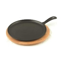 Döküm / Pizza / Pancake Tavası, Yuvarlak, Metal Saplı, 26cm, Siyah