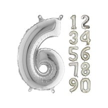 6 Yaş Rakam Folyo Balon Gümüş Silver 100 CM Doğum Günü. Yaşgünü.