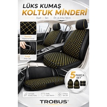 Fiat Albea 2002-2012 Üniversal 5 Parça Kapitone Desen Kumaş Oto Koltuk Minderi Siyah Sarı