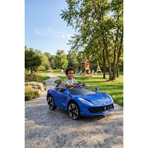 Favori Gt 12v Vitesli Işıklı Sesli Bluethooth Destekli Emniyet Kemerli Akülü Araba Lacivert