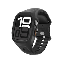 Apple Watch 46mm Seri 11/10 İle Uyumlu Kılıf & Kordon Kayış Liquid Air Pro Matte Black - Acs09317 Çok Renkli