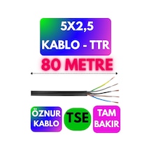 Öznur 5x2,5 Ttr Kablo Siyah Metre Seçenekli - 80 Metre