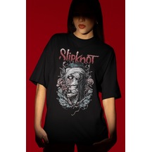 Sevbano Slipknot Rock Metal Müzik Grubu Ön Baskılı Unisex Oversize Tişört Siyah