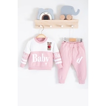 Babydonat Baby Desenli 2'li % 100 Pamuk Kız Bebek Takımı Pembe