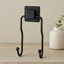 Siyah Metal Sarkık Askı 2'li - Güçlü Yapışkanlı 8x9x19 Cm