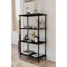 4 Katlı Çevir-kur Sistemli Kitaplık Raf Metal Gövdeli Ahşap Raflı Çok Amaçlı Düzenleyici Rafünitesi Siyah Mermer 4 Katlı Çevir-kur Sistemli Kitaplık Raf Metal Gövdeli Ahşap Raflı Çok Amaçlı Düzenleyici Rafünitesi Siyah Mermer