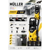 Pro Müller Pro180 Bar Max Bakır Sargılı Hava Su Soğutmalı Yüksek Basınçlı Bahçe Ve Oto Yıkama Makinesi