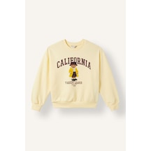 Defacto Relax Fıt Bisiklet Yaka Hayvan Baskılı Sweatshirt Kız Çocuk I4154a826auyl498 Sarı-yl498
