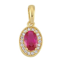 Goldkupe 14 Ayar Altın Yakut Taşlı Kolye Ucu 0,77 Gr-3417