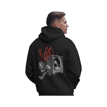 Sevbano Korn Rock Metal Müzik Grubu Baskılı Unisex Oversize Premium Kapüş Siyah