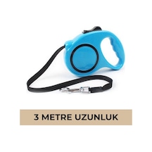 Makaralı Köpek Gezdirme Tasması Mavi Siyah 3mt