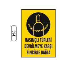 Basınçlı Tüpleri Devrilmeye Karşı Zincirle Bağla Uyarı Levhası