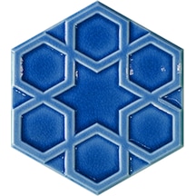 Armada Çini 15x17 Cm Rölyefli Yıldız Petrol Mavisi Altıgen Seramik