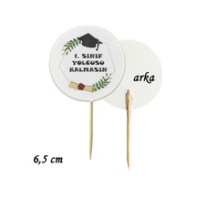 20 Adet 1. Sınıf Yolcusu Kalmasın Mezuniyet Baskılı Kürdan 6,5 Cm