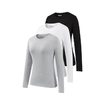 Kadın 3'lü Basic Uzun Kollu Tişört Body T-shirt Ekonomik Paket Çok Renkli