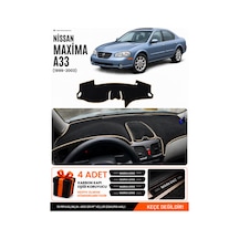 Nissan Maxima A33 1999-2003 Uyumlu Torpido Örtüsü, Torpido Kılıfı - Siyah-bej - Nı006